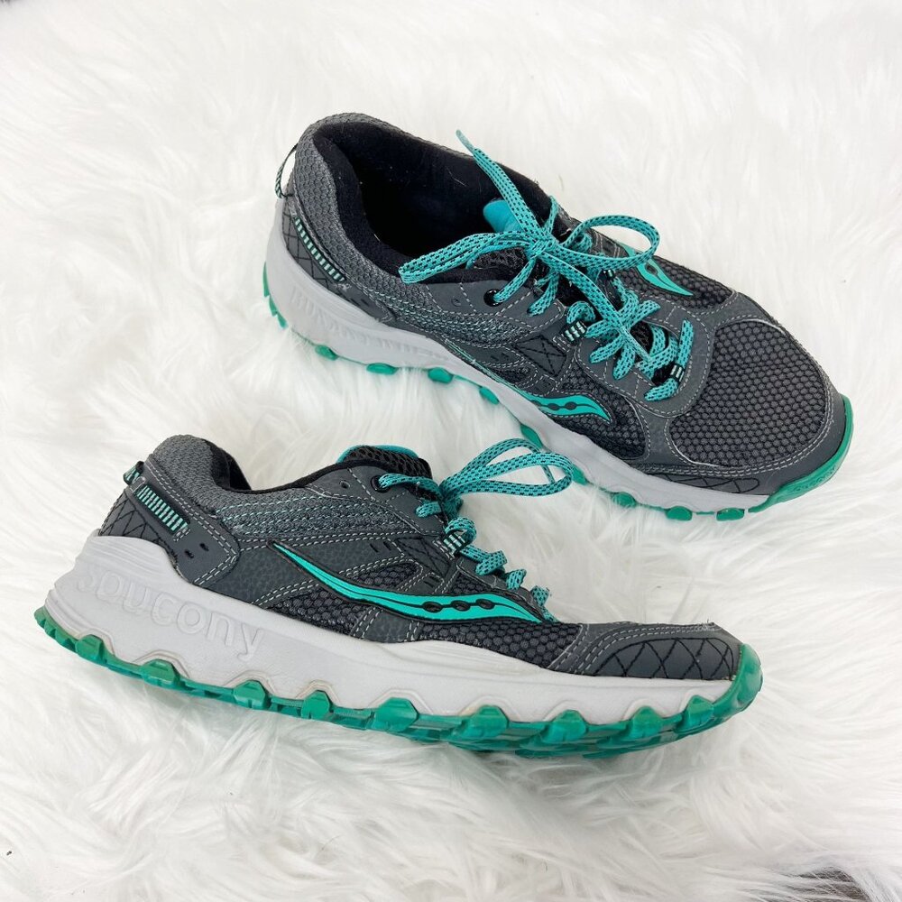 Saucony Gray Teal Grip Raptor Tr 2 Mesh Running Shoes Womens 8